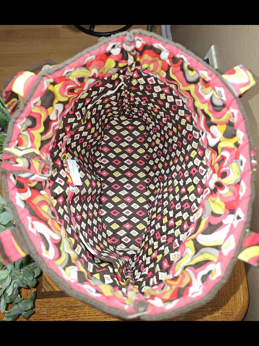 Vera Bradley Quilted Floral Tote in Black, Pink, Red & Yellow - Picture 5 of 8